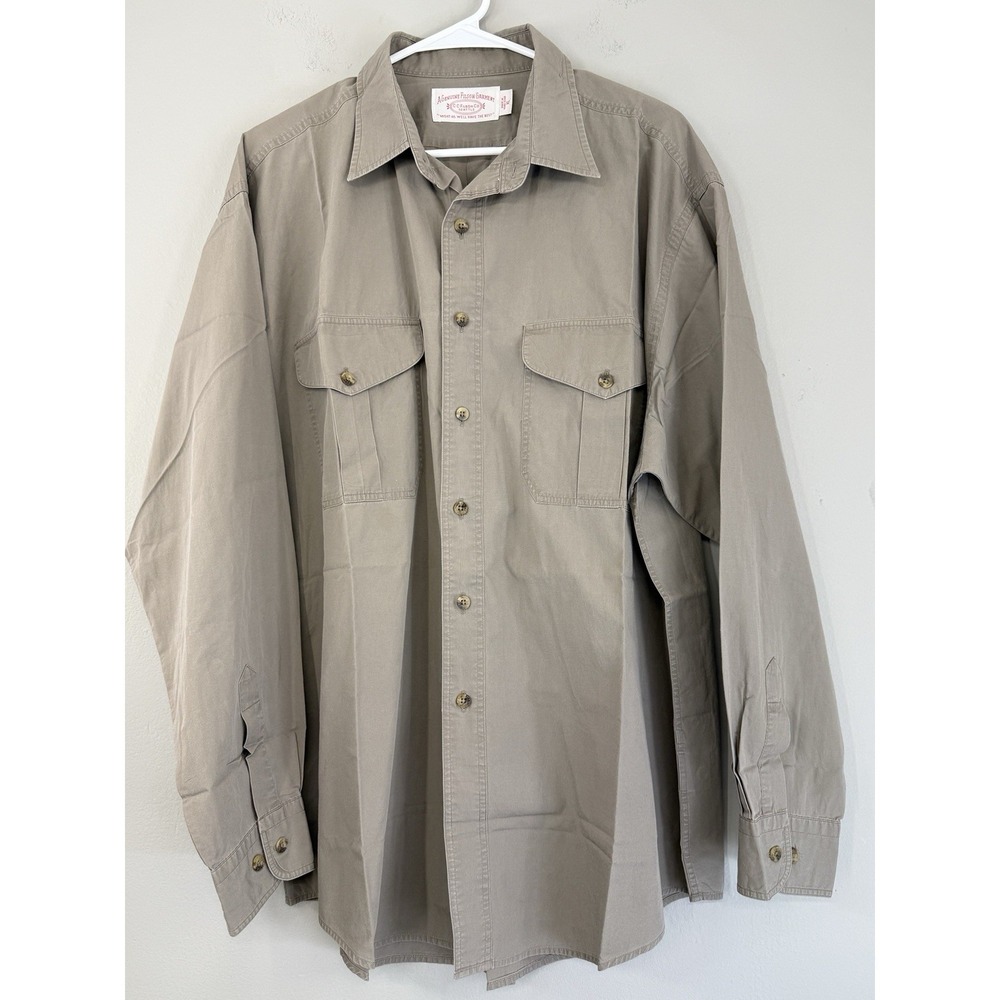 Vtg CC Filson Safari Shirt Men's XL Outdoors Long Sleeve Beige
